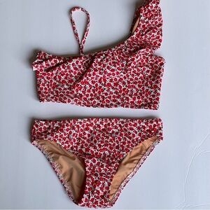 J.Crew Crewcuts Girls' floral one-shoulder ruffle bikini size 10